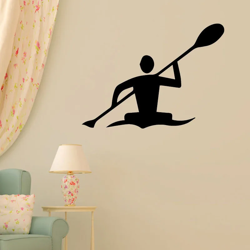 Наклейки на стену с силуэтом Каяка домашний декор Спортивная комната для