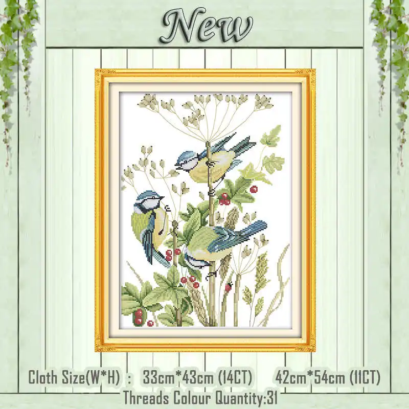 Three little birds 2 Маленькие Птицы Животные Декор Картина 11CT узоры напечатаны на холсте 14CT рукоделие dmc Вышивка крестиком китайские наборы Наборы для вышивания - Цвет: Three little birds 2