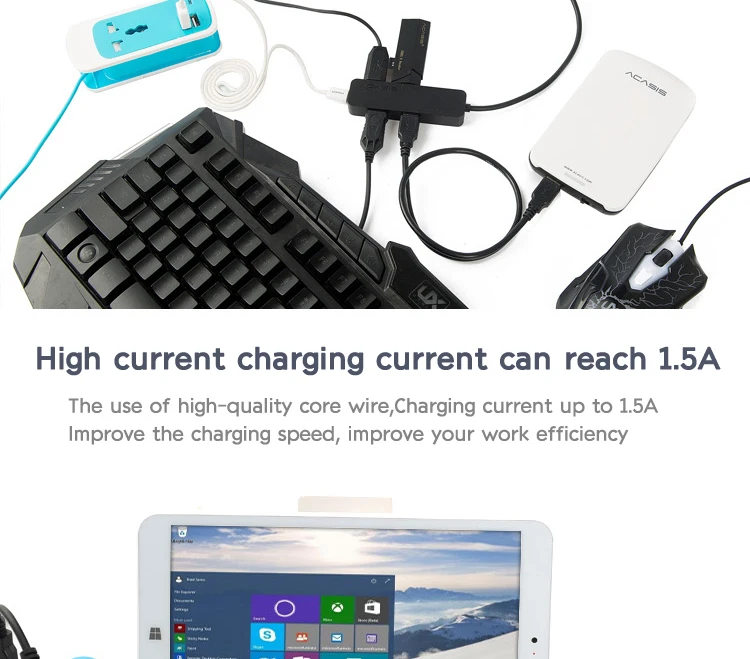 Высокое качество ACASIS H032 4 порта OTG Micro usb-хаб USB2.0 адаптер 1.5A зарядный кабель зарядное устройство трансмиссон кабель разветвитель