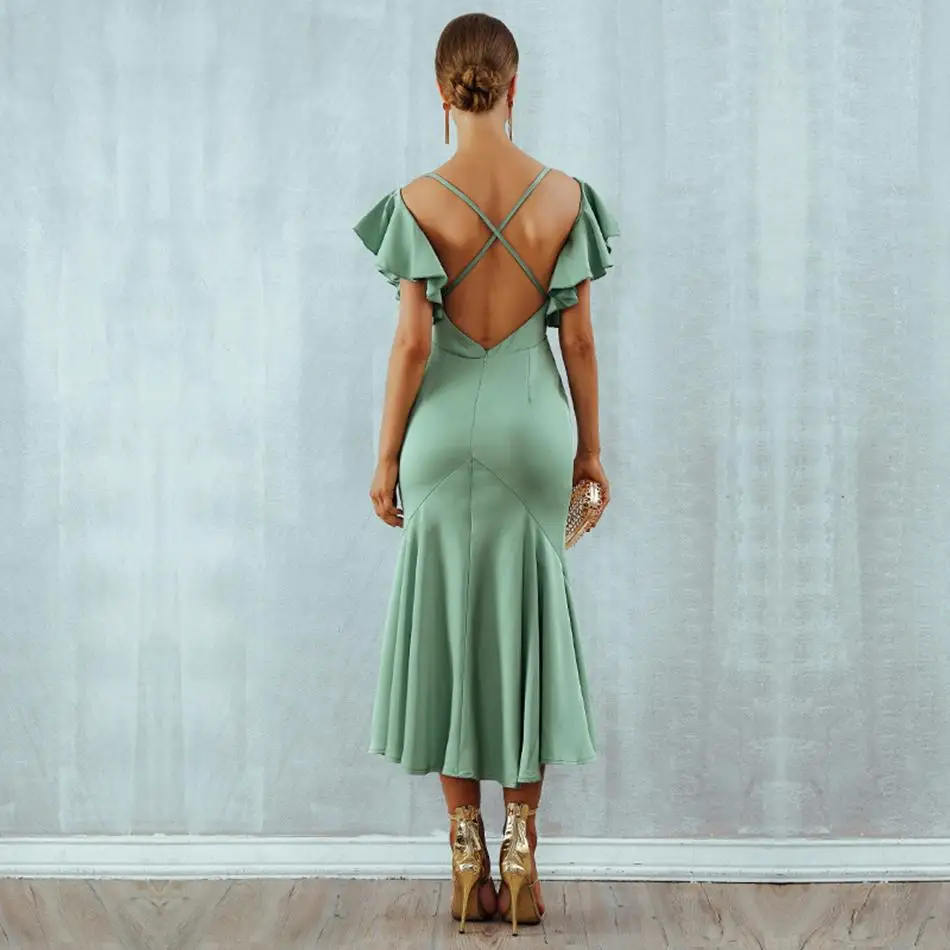 Новейшее вечернее платье знаменитостей для женщин с коротким рукавом-бабочкой и