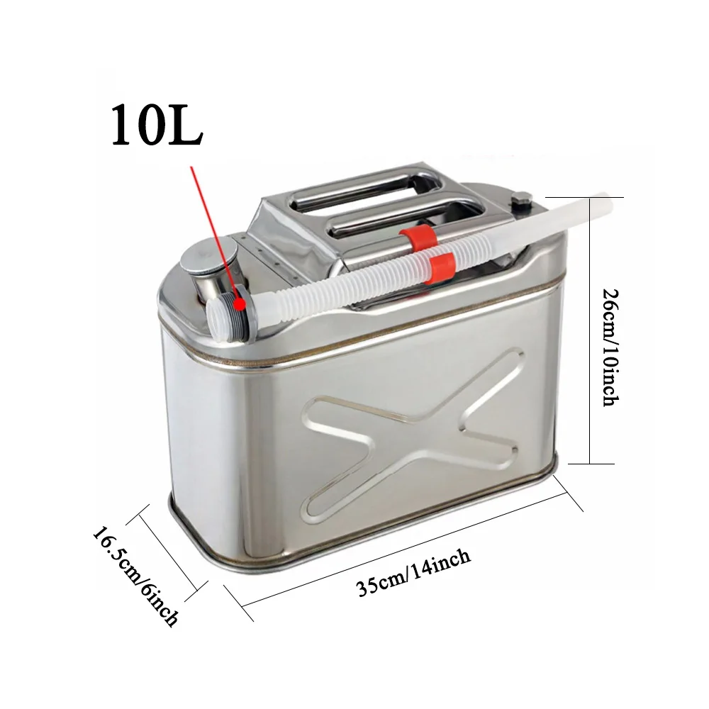 10L TopAuto 10L 201 металлический топливный бак из нержавеющей стали, канистра для хранения масла, бензина, дизельного топлива, аксессуары для мотоциклов и грузовиков - Цвет: 10L