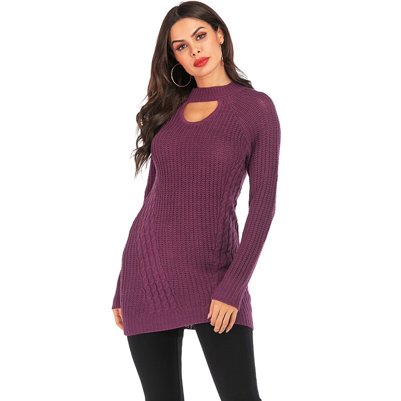 Autumn O Neck Knitted Sweater Women Long Sleeve Pullover For Female Sexy Plus Size Knitting Sweaters Elegant Solid Knitwear Tops | Женская