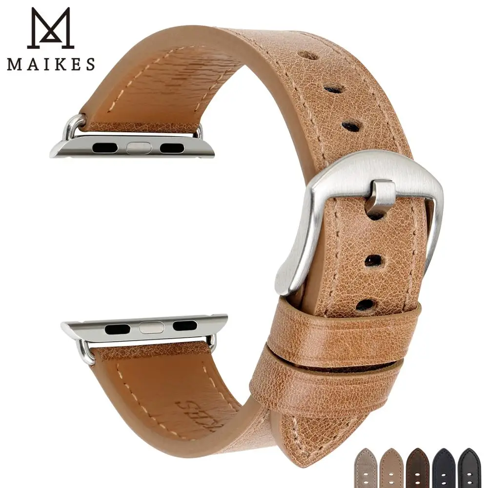 MAIKES аксессуары для часов Apple Watch Band 44 мм 40 из натуральной кожи iWatch ремешок 42 38