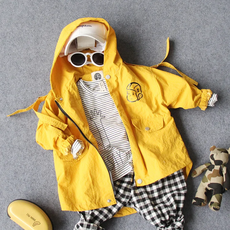 100-140cm new 2019 spring boys fashion style handsome windbreaker casual jacket with hood kids autumn clothing |