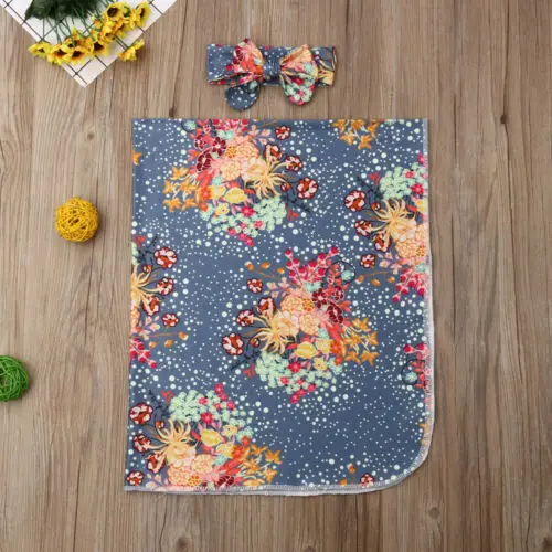 Пеленки с цветами для новорожденных спальный мешок комплект повязкой на