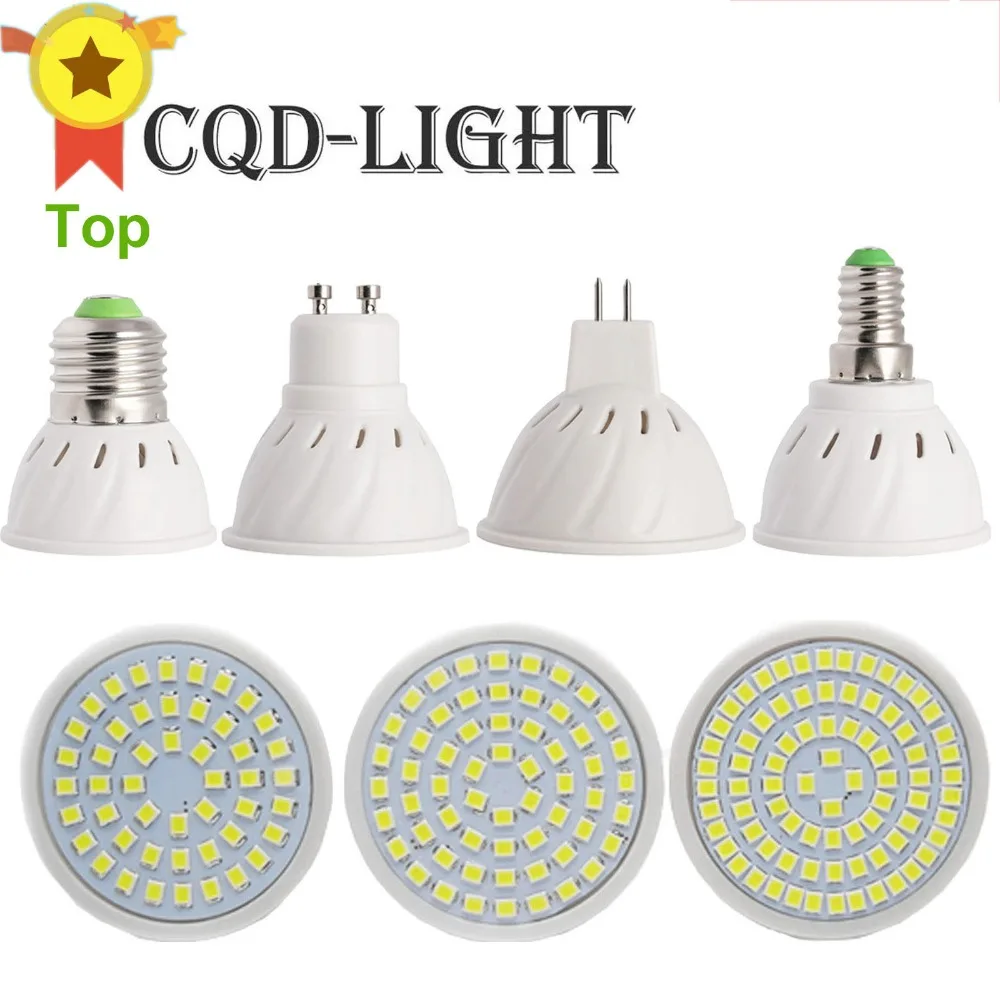 CQD-LIGHT E27 E14 MR16 GU10 светодиодный лампы 110 В 220 Bombillas Светодиодный лампа Spotlight 48 60 80 2835 4 W