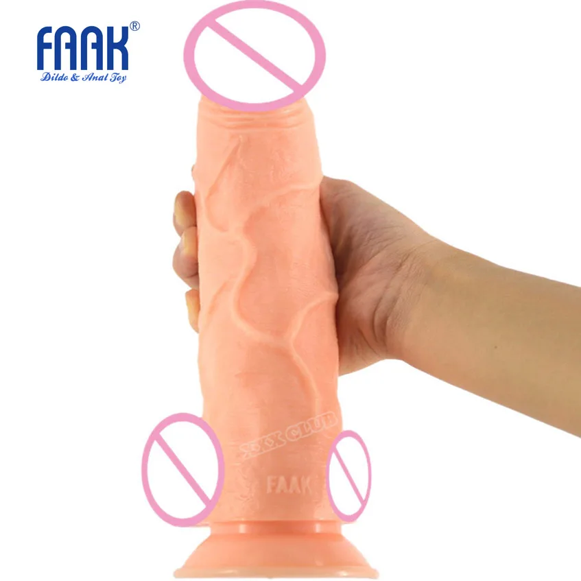 FAAK 25cm*5.8cm Huge Flexible Dildo Dongs with Strong Sucker Dick Realistic Penis Sex Toys for Woman Products | Красота и здоровье