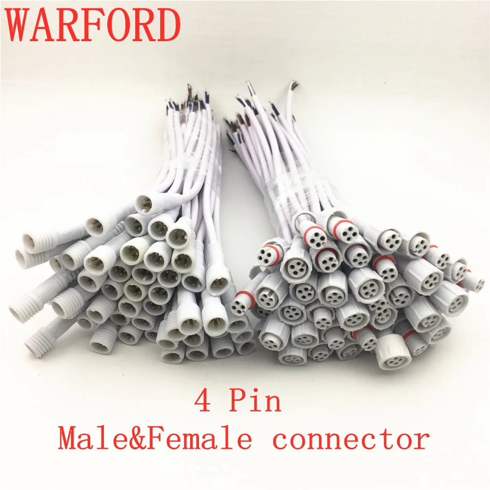 10 пар в комплекте 2pins 3pins 4 контактный Водонепроницаемый IP65 Соединитель с кабелем