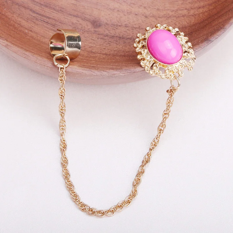 1 шт. Винтажные серьги клипсы для женщин Длинная кисточка цепочка золотые каффы