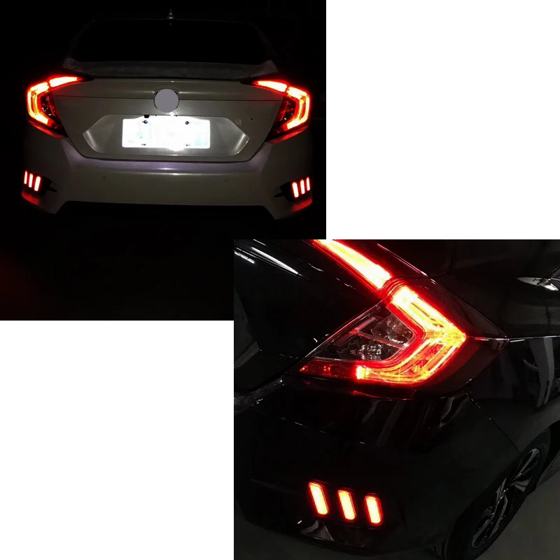 

2Pcs/Set Car LED Tail Lamp For 10th Honda Civic 2016 2017 2018 Brake Tail Light Auto Rear Bumper Fog Lamp Red Color