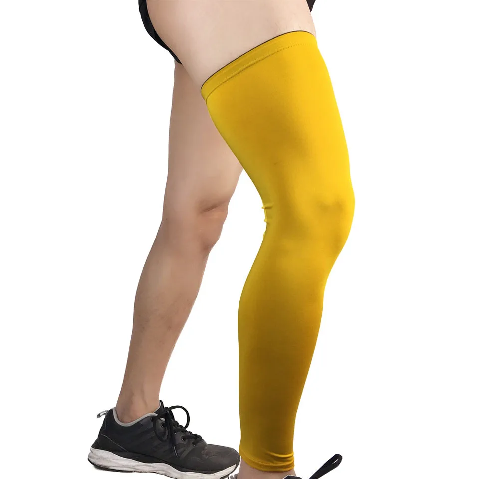 Yellow GOBYGO 1 шт. спортивные силиконовые Нескользящие длинные колено поддержка гетры сжатия колено подкладка со стяжкой протектор Баскетбол ног рукава - Цвет: Yellow
