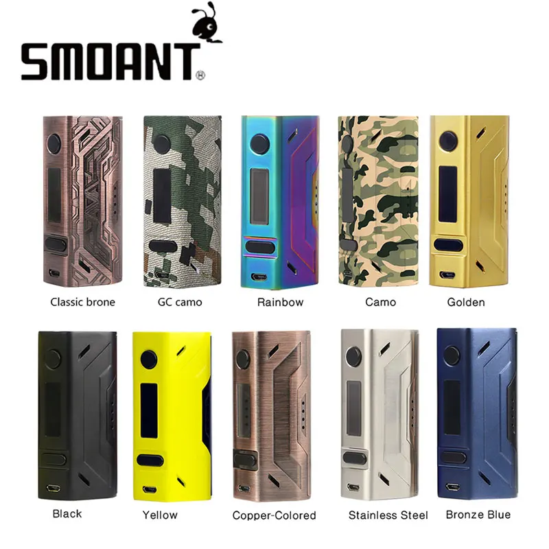 Оригинал 200 Вт Smoant Battlestar TC Box MOD с большим экраном Max Выход питание от 18650 батареи Vape