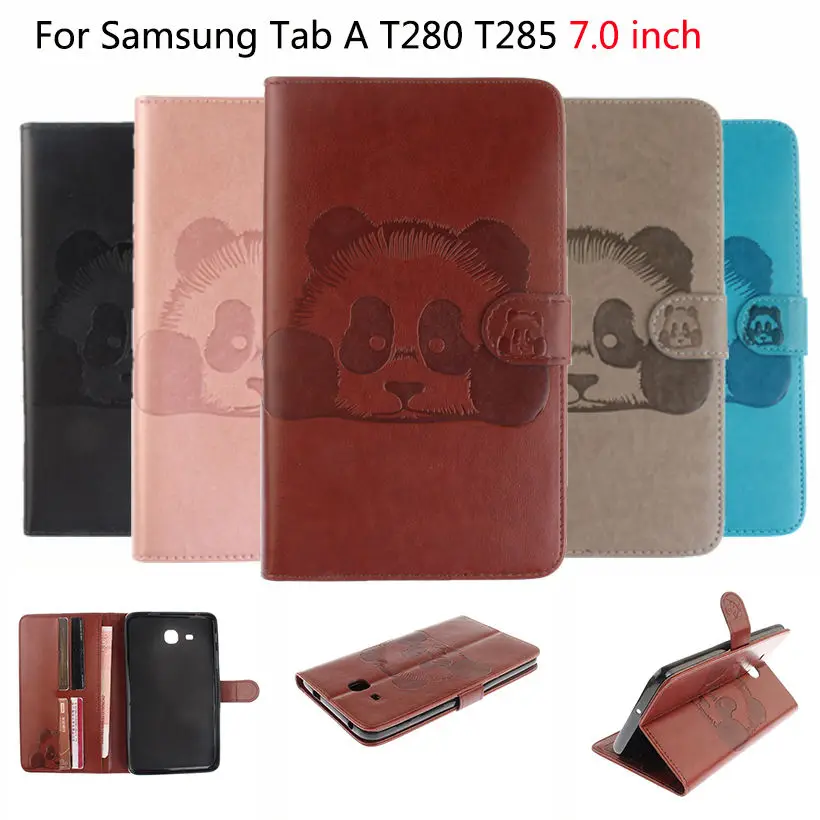 2016 чехол для Samsung Tab a6 7 &quot Чехол с пандой из искусственной кожи Galaxy A 0 T280 T285