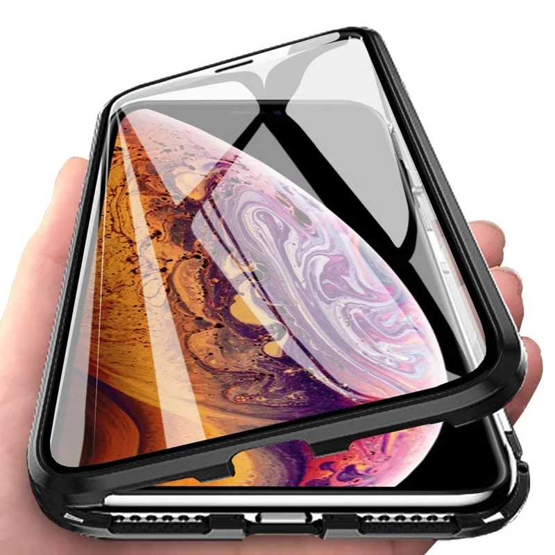 Tongdaytech магнитное закаленное стекло чехол для Iphone XS MAX X XR 360 чехол s двустороннее стекло металлический чехол для Iphone 8 7 6S Plus