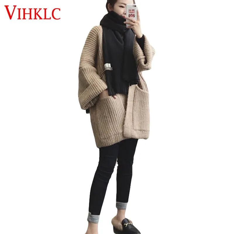 Осенне-зимний свитер пальто новые женские 2018 Свободные повседневные толстые