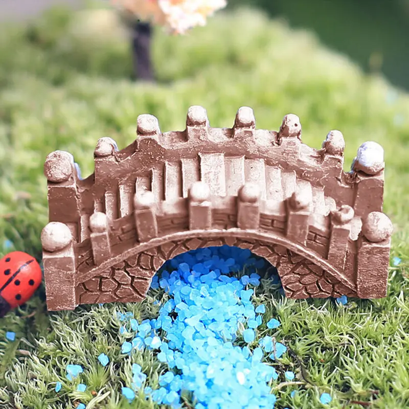 Yellow Brick Bridge Мини Sdivaight изгиб моста дом грибы забор ремесло фигурка растение горшок садовое украшение миниатюрное DIY сказочные Садовые принадлежности - Цвет: Yellow Brick Bridge