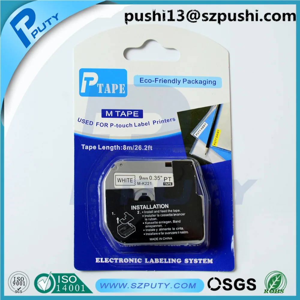 20PK сменная этикеточная Лента совместима с Brother MK221 M-k221 P-Touch Tape 9 мм x 8 м (5 PK черный на