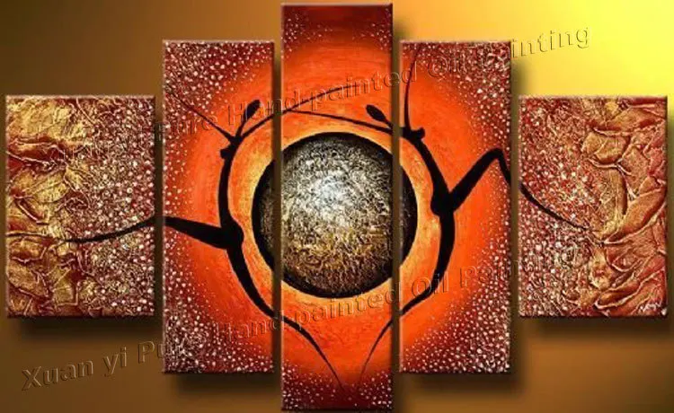 5 панелей настенное Искусство 100% ручная роспись красные страсти танец влюбленные