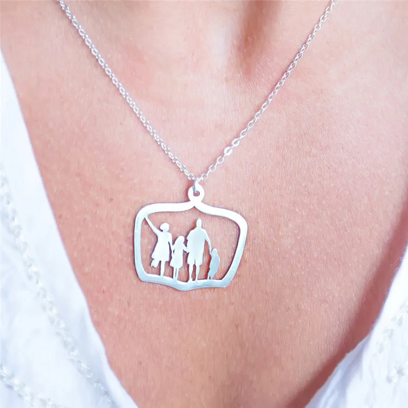 Ожерелье с подвеской-цепочкой для семьи ожерелья родителей и детей серебряное