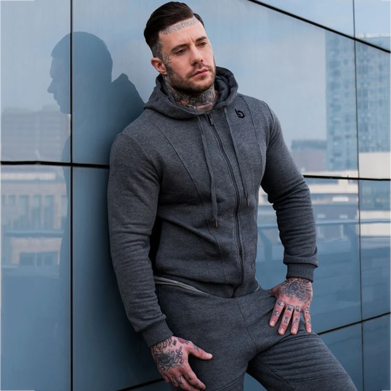 Спортивная мужская куртка для бега толстовка с длинным рукавом и капюшоном