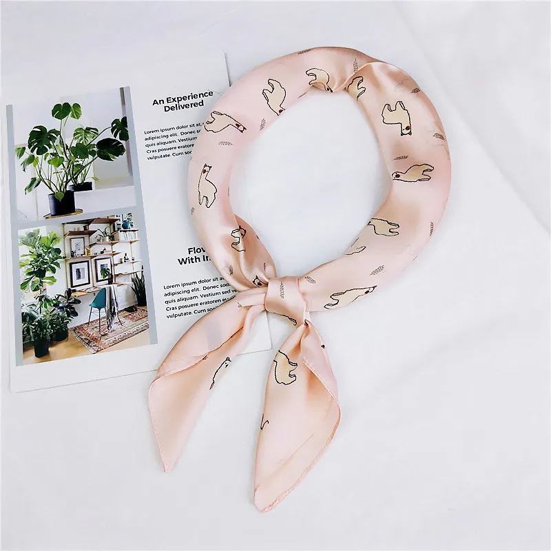 Женский летний квадратный шарф модный элегантный маленький Шелковый атласный с