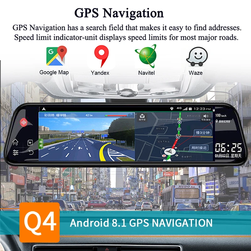 Видеорегистратор elebest на Android 8 1 Автомобильный видеорегистратор с камерой 4G Wi Fi GPS