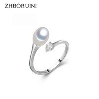zhboruini 2019 fashion pearl ring jewelry of silver water drop ring freshwater pearl rings 925 sterling silver rings for women