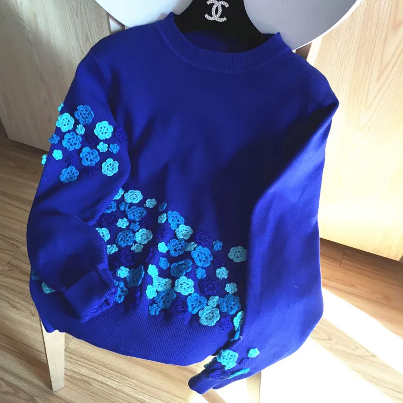 Свитера с круглым вырезом длинным рукавом обычные пуловеры аппликацией