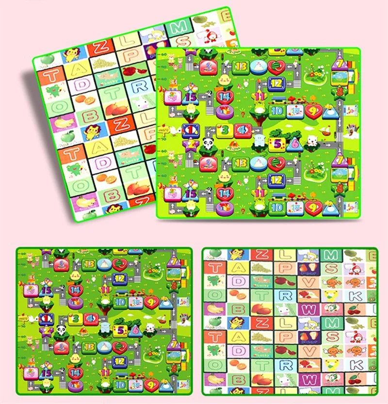 Детский игровой коврик для ползания, 200*180*0,5 см, двойная поверхность, образовательный алфавит, коврик в форме животного, Детский водонепроницаемый коврик, развивающий коврик