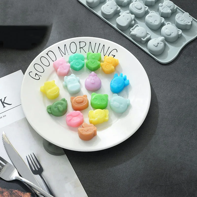 15 даже мультфильм изображения силиконовые помадные формы для дома 3D DIY конфеты