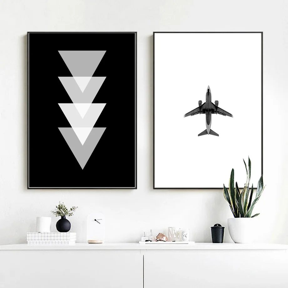 

Wall Art Print Airplane Geometric Black White Poster Nordic Wall Art Print Canvas Picture Paintings For Living Room Wall Decor