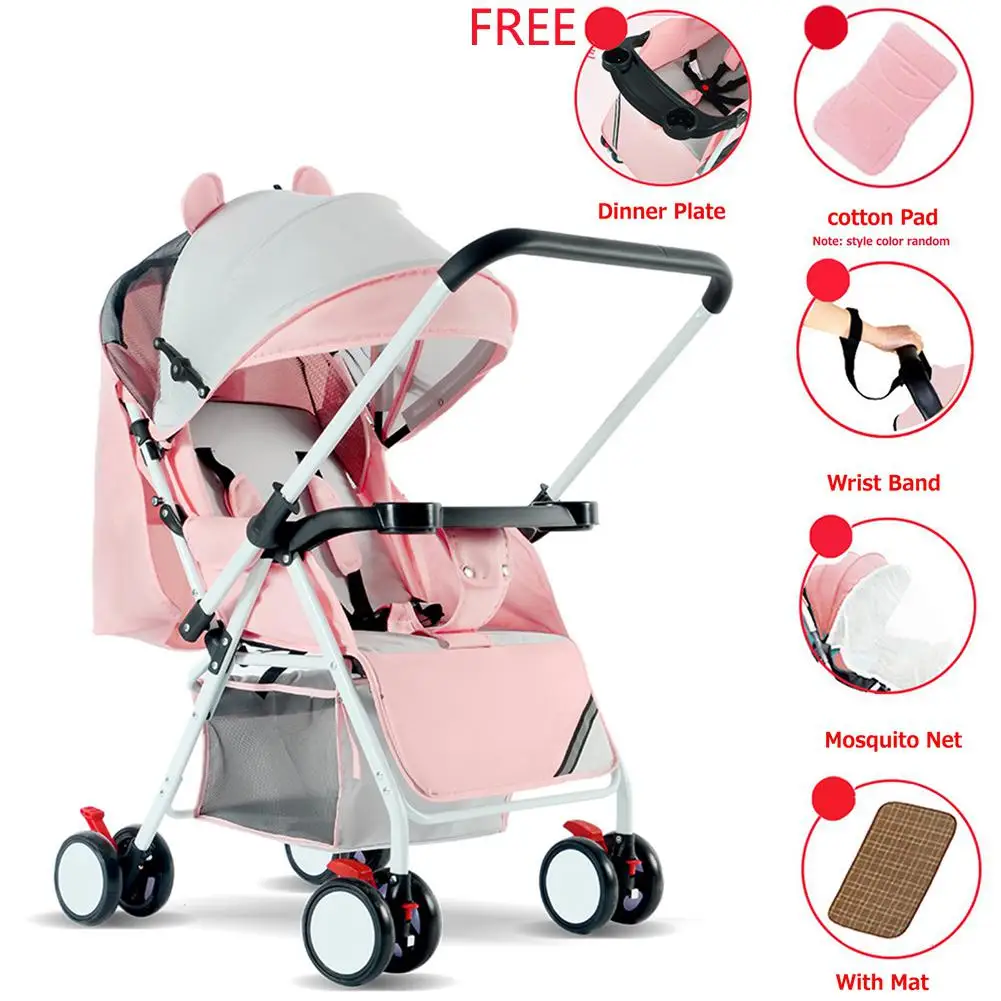 Kidlove, новая портативная складная прогулочная коляска с 4 колесами для путешествий, детская коляска для младенцев - Цвет: pink