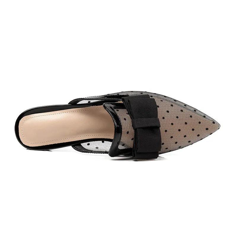 Phoentin/черная сетчатая обувь с бантом-бабочкой женские шлепанцы коллекция 2018 года