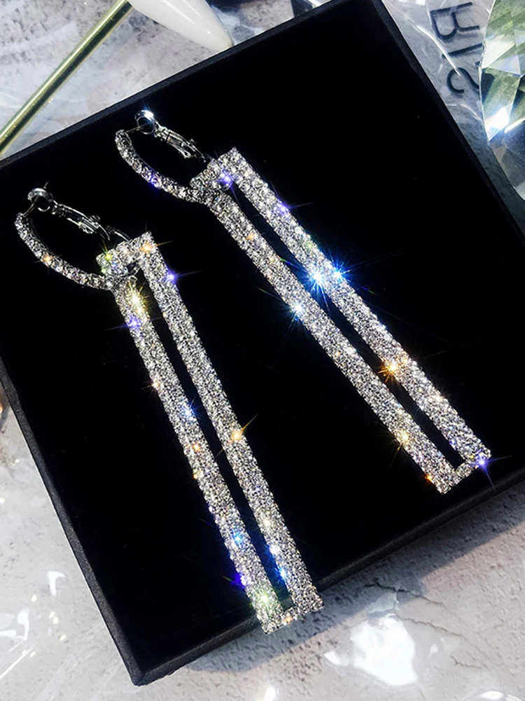  Rhinestone Earring for Women Party Jewelry Gift Fashion Square Women's Earrings | Украшения и аксессуары