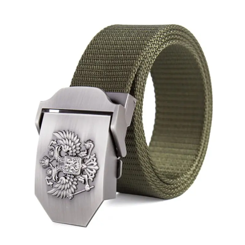 BOKADIAO Men&Women Thick nylon Canvas belt luxury Russian National Emblem Metal buckle jeans Military Army tactical belts|Мужские ремни|