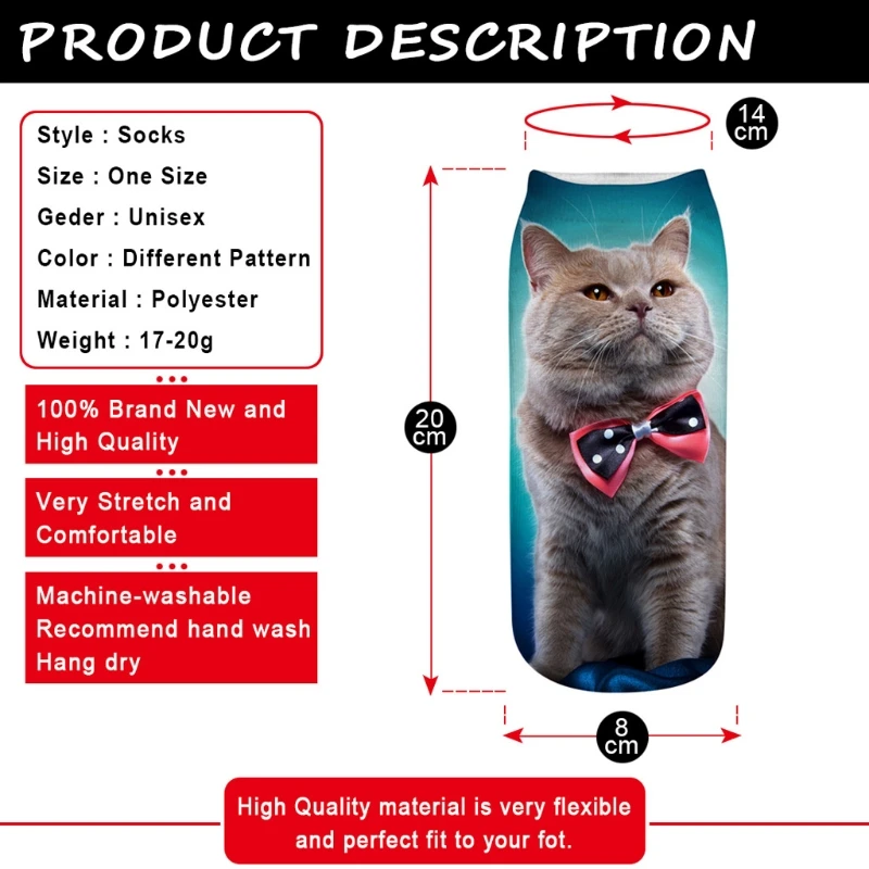 

Children Kids Socks With 3D Cat Print Summer Short Socks For Girls Boys Socks