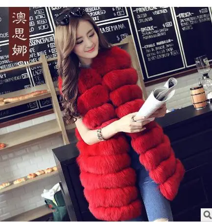 Женская Повседневная жилетка с лисьим мехом длинная из искусственного меха в