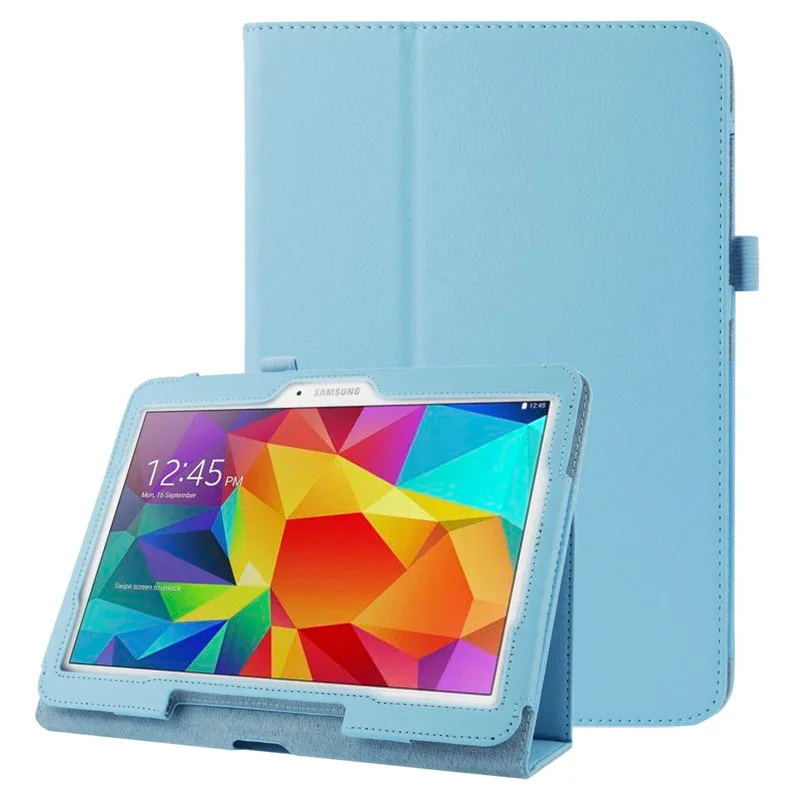 Кожаный чехол-книжка с текстурой личи и держателем для Samsung Galaxy Tab 4 10 1/T530 |