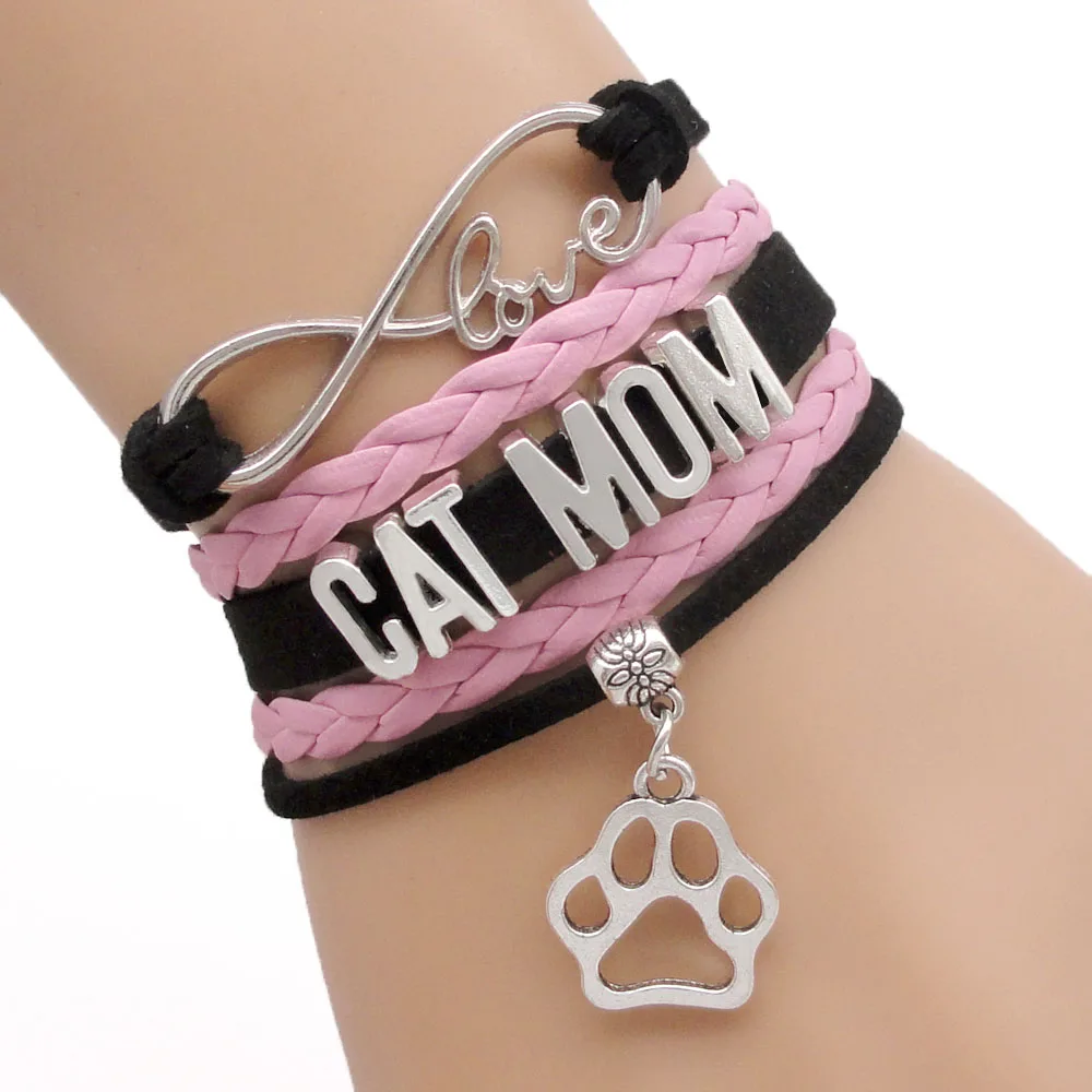 Браслет с лапой собачкой кошкой и кожаный браслет для мужчин женщин ювелирные