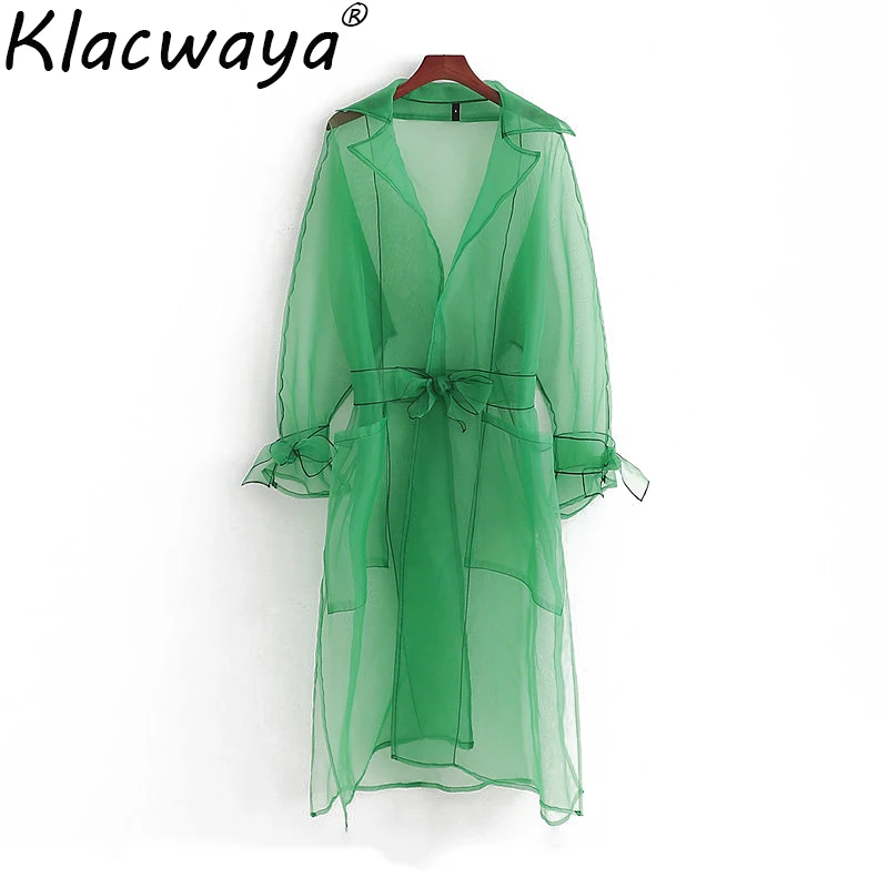 green Klacwaya женское зеленое солнцезащитное платье из органзы летнее пляжное женское элегантное прозрачное свободное платье для девочек шикарное платье - Цвет: green