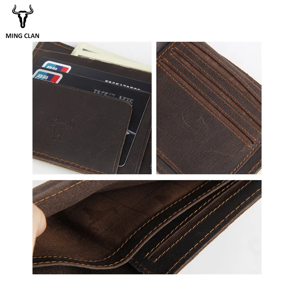 Мужской кошелек из натуральной коровьей кожи с RFID-защитой винтажный для мелочи