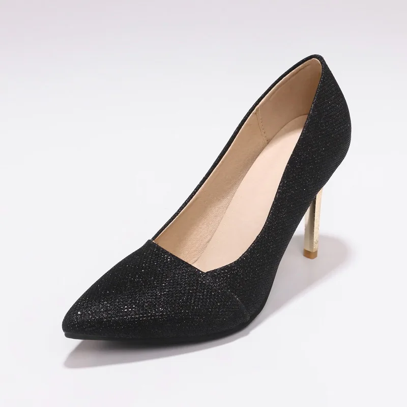 Women's High Heels Fashion Bling Party Shoes Sexy Pointed Toe Slip On Wedding Spring Autumn Ladies Pink Blue Gold Silver | Обувь