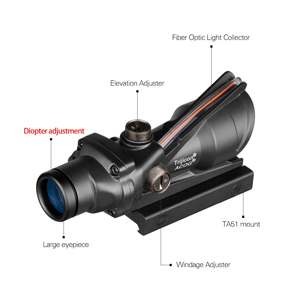 ACOG 4X32 охотничий прицел оптика из настоящего волокна красный зеленый с подсветкой шеврон стекло гравированное сетка тактический оптический прицел