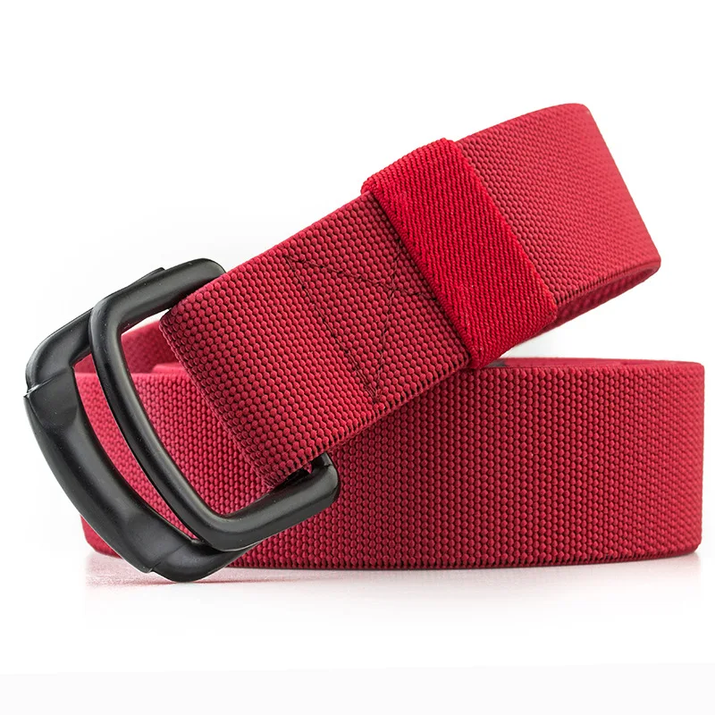 

Hot sale Men/WomenWaist Belt Canvas belt Elasticity Woven Alloy double ring buckleTactical Belts Unisexoutdoor casual Jeans belt