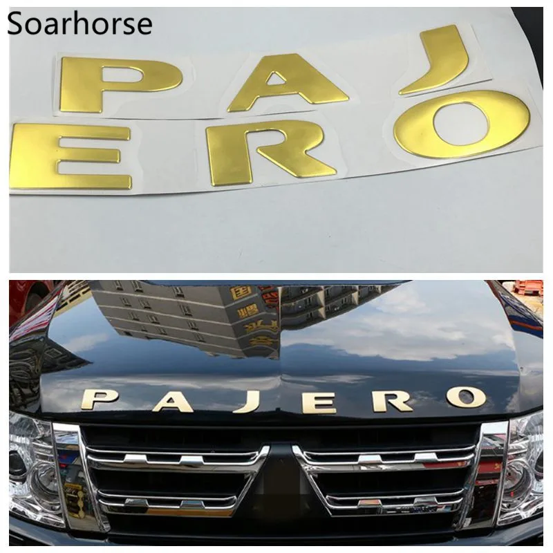 Soarhorse Серебряный передний капот значок с эмблемой логотип наклейки для Mitsubishi Pajero Montero V73 V75 V77 V93 V97 - Название цвета: gold