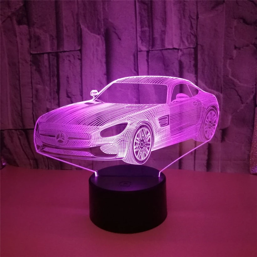 2018 удивительная 3D визуальная модель автомобиля Benz ночник 7 цветов изменение