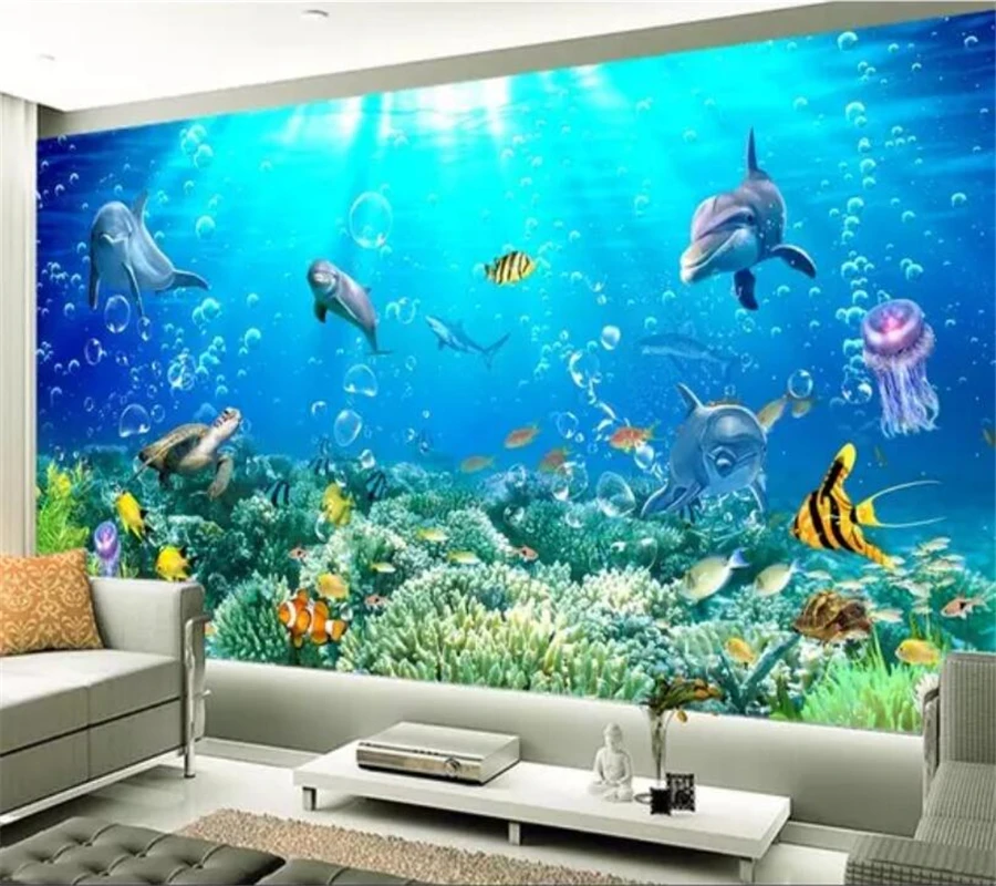 Пользовательские фотообои wellyu 3D фрески эффекты подводный мир|photo wallpaper murals|3d