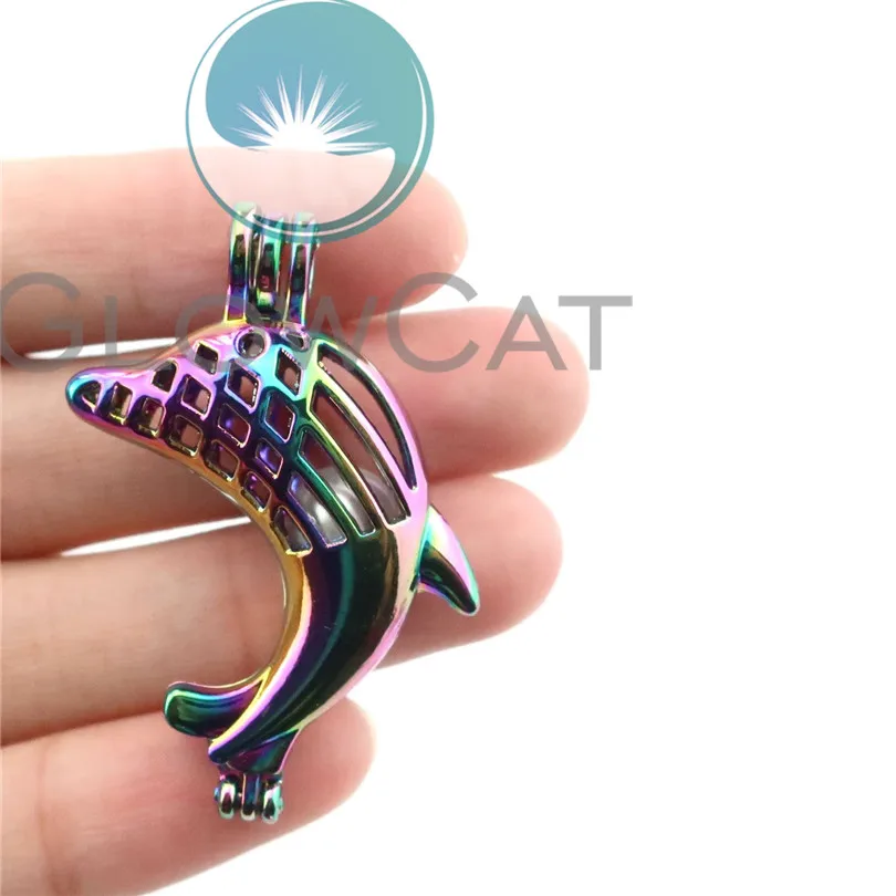 12x R C794 Радуга Цвета дельфин рыба жемчужина клетка ювелирных изделий эфирное