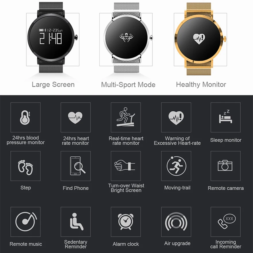 

BINSSAW CV08 Smart Bracelet Watch Fashion Bluetooth Sports Pedometer Blood Oxygen Heart Pressure Blood Pressure SPORT Wrist B