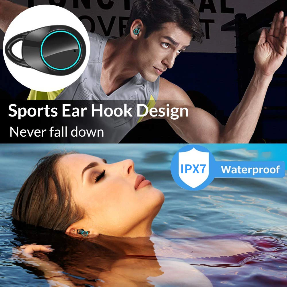 Bluetooth 5,0 наушники TWS Спортивная Беспроводная гарнитура Громкость сенсорное управление наушники IPX7 для Xiaomi huawei вкладыши iPhone 7 X Siri